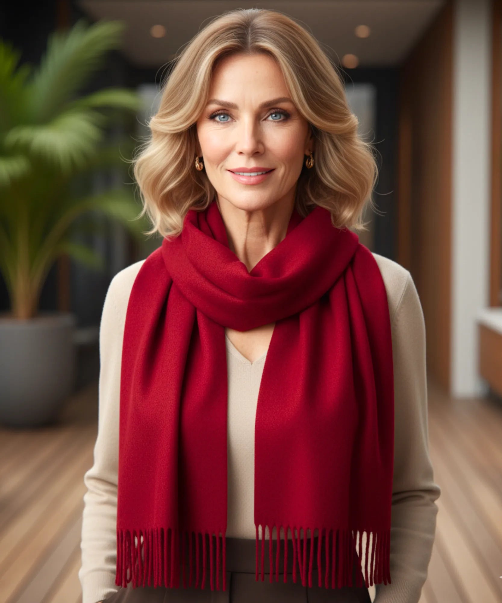 Comprar echarpe feminina cashmere premium elegante com franjas em promoção ANELLIMN
