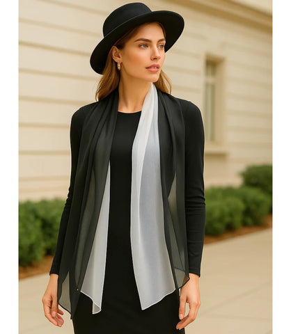 Comprar Echarpe Feminina de Seda Chiffon Elegante para Festa e Inverno Cinza ANELLIMN