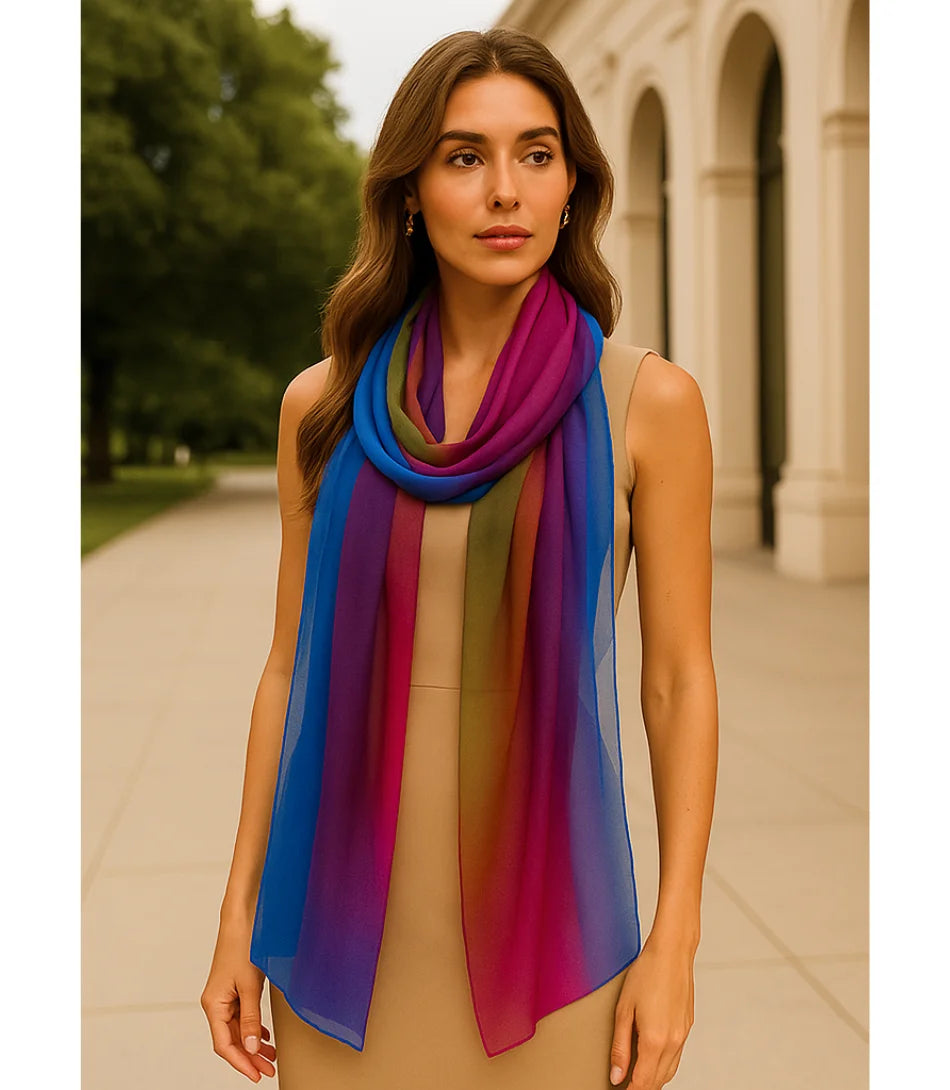 Comprar Echarpe Feminina de Seda Chiffon Elegante para Festa e Inverno Colorido ANELLIMN

