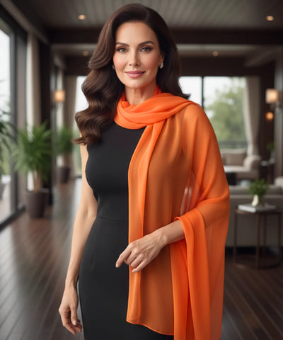 Comprar Echarpe Feminina de Seda Chiffon Elegante para Festa e Inverno barato ANELLIMN