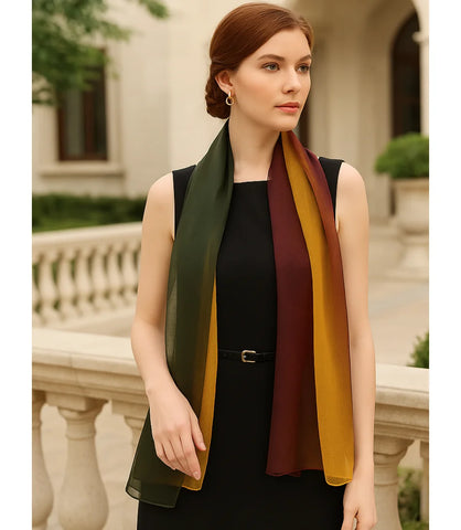 Comprar Echarpe Feminina de Seda Chiffon Elegante para Festa e Inverno Marrom ANELLIMN
