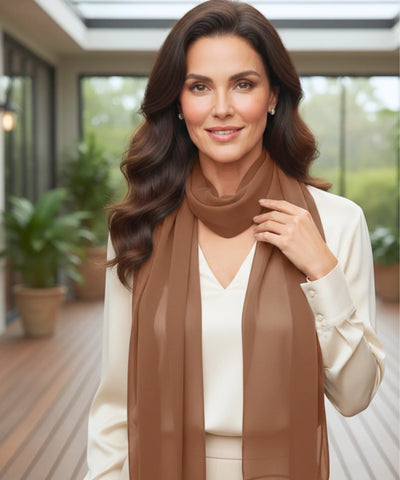Comprar Echarpe Feminina de Seda Chiffon Elegante para Festa e Inverno barato ANELLIMN