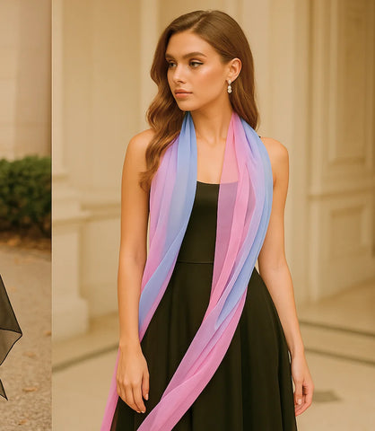 Comprar Echarpe Feminina de Seda Chiffon Elegante para Festa e Inverno Rosa ANELLIMN
