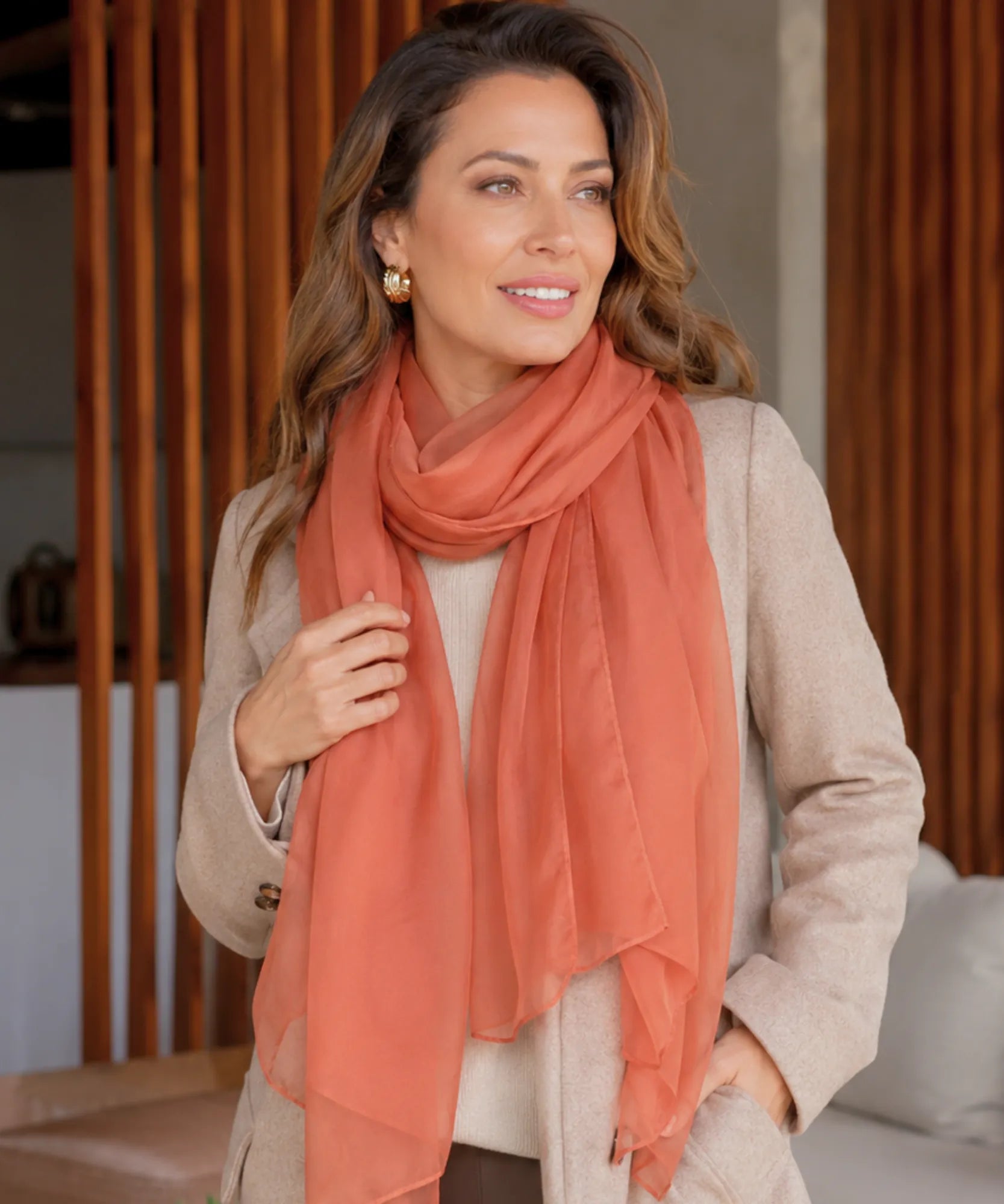 Comprar Echarpe Feminina de Seda Chiffon Elegante para Festa e Inverno barato ANELLIMN