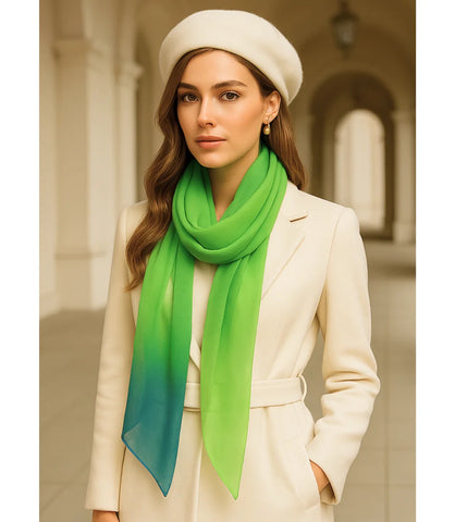 Comprar Echarpe Feminina de Seda Chiffon Elegante para Festa e Inverno Verde ANELLIMN
