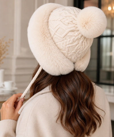 Comprar Gorro Feminino de Inverno com Orelhas e Pompons promoção ANELLIMN 