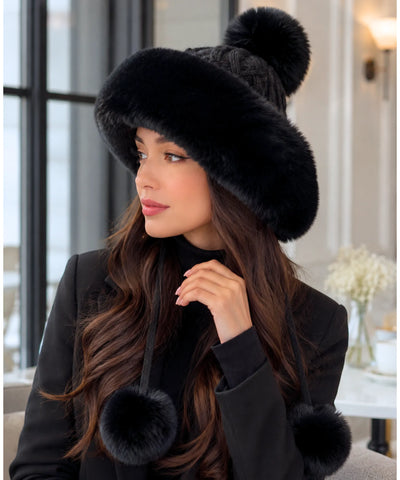 Comprar Gorro Feminino de Inverno com Orelhas e Pompons promoção ANELLIMN 