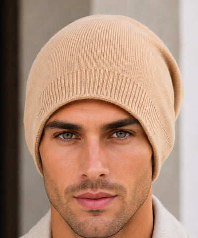 Comprar gorro masculino tricô canelado liso touca de inverno resistente e confortável barata em promoção Anellimn