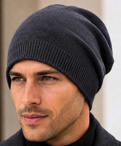 Comprar gorro masculino tricô canelado liso touca de inverno resistente e confortável barata em promoção Anellimn