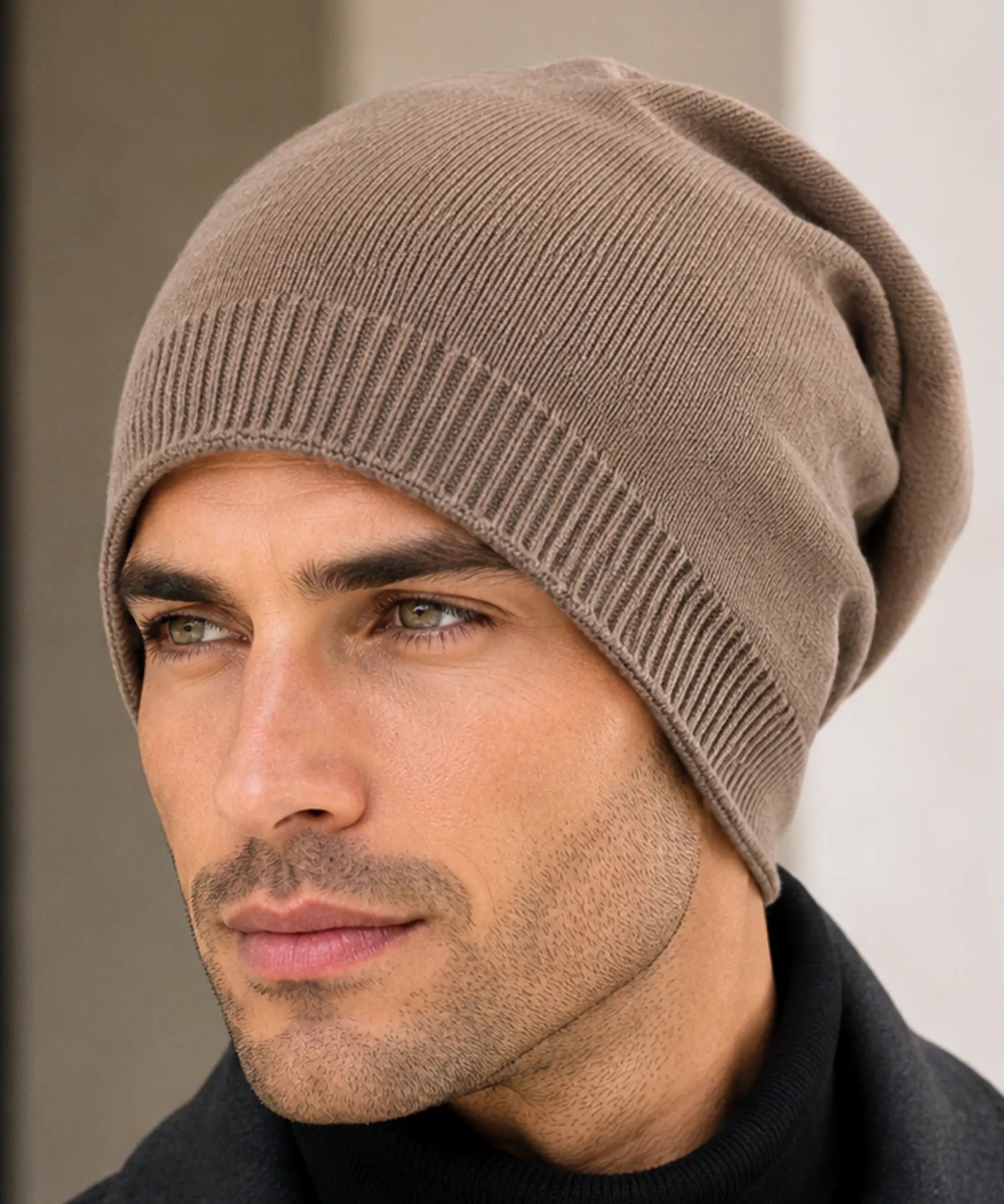 Comprar gorro masculino tricô canelado liso touca de inverno resistente e confortável barata em promoção Anellimn