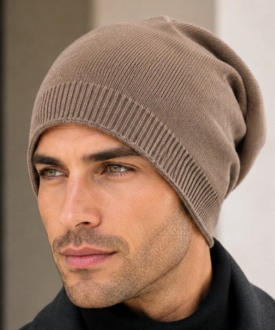 Comprar gorro masculino tricô canelado liso touca de inverno resistente e confortável barata em promoção Anellimn