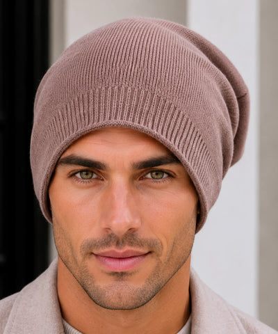 Comprar gorro masculino tricô canelado liso touca de inverno resistente e confortável barata em promoção Anellimn