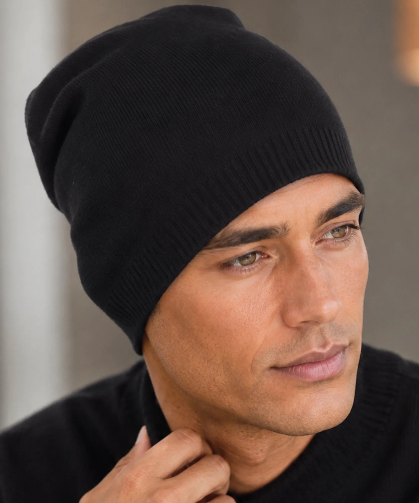 Comprar gorro masculino tricô canelado liso touca de inverno resistente e confortável barata em promoção Anellimn