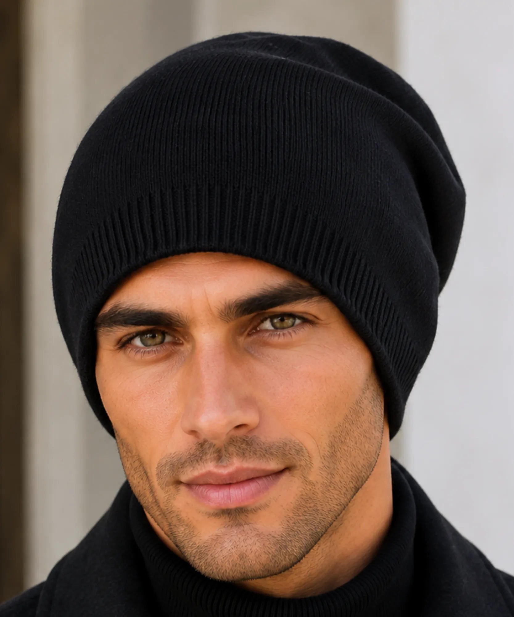 Comprar gorro masculino tricô canelado liso touca de inverno resistente e confortável barata em promoção Anellimn