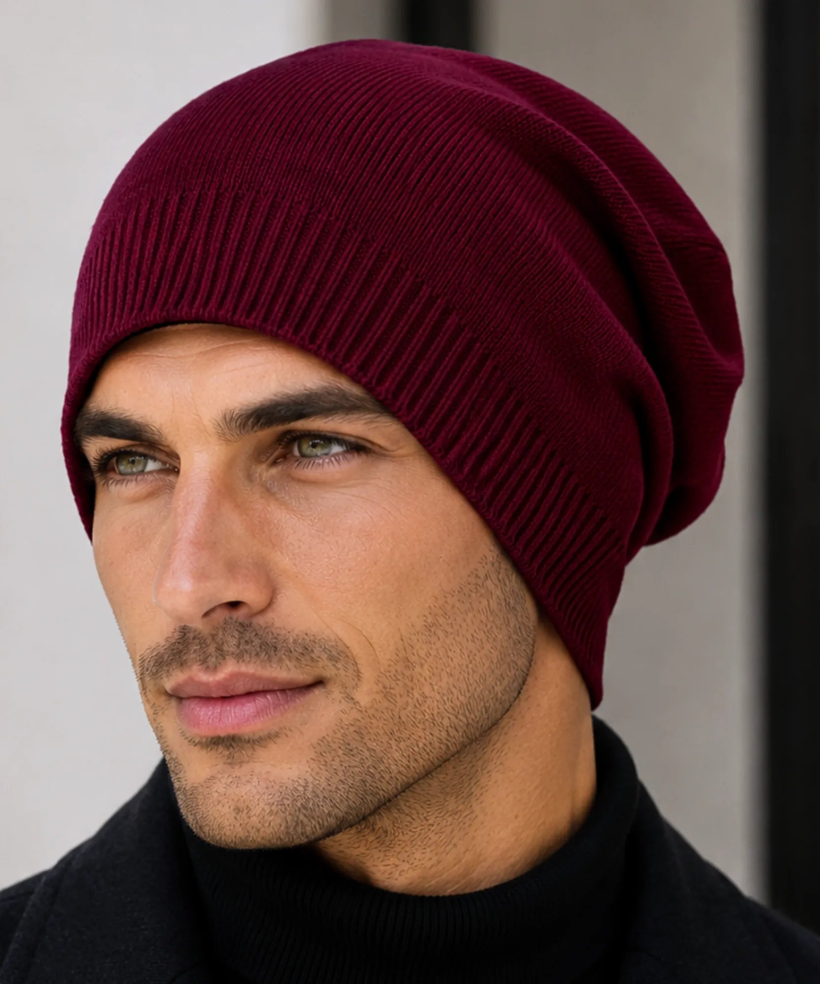 Comprar gorro masculino tricô canelado liso touca de inverno resistente e confortável barata em promoção Anellimn