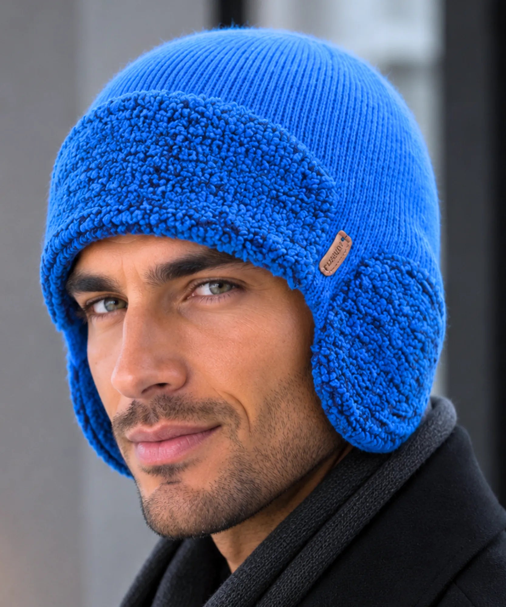 Comprar gorro masculino tricô com protetor de orelha integrado térmico texturizado inverno barato promoção Anellimn