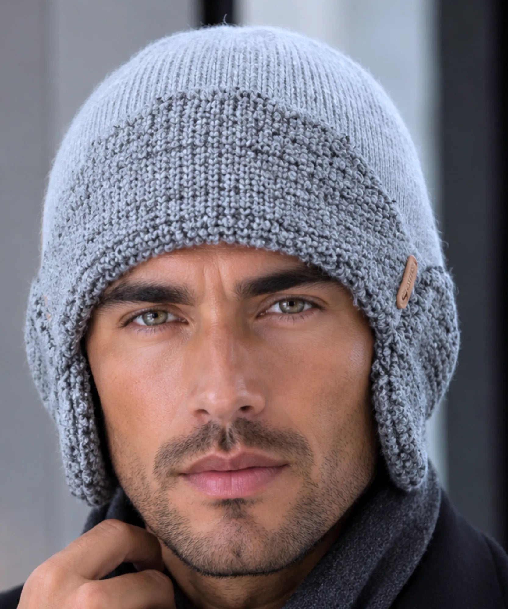Comprar gorro masculino tricô com protetor de orelha integrado térmico texturizado inverno barato promoção Anellimn