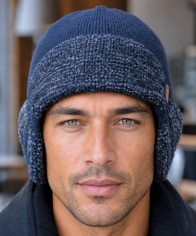 Comprar gorro masculino tricô com protetor de orelha integrado térmico texturizado inverno barato promoção Anellimn