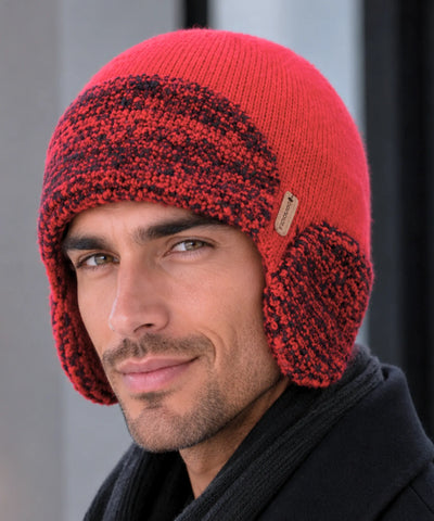 Comprar gorro masculino tricô com protetor de orelha integrado térmico texturizado inverno barato promoção Anellimn