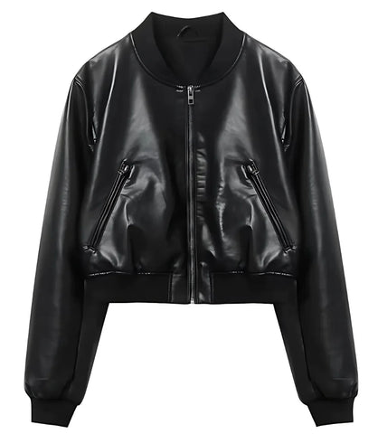 Comprar Jaqueta Bomber Feminina de Couro preta