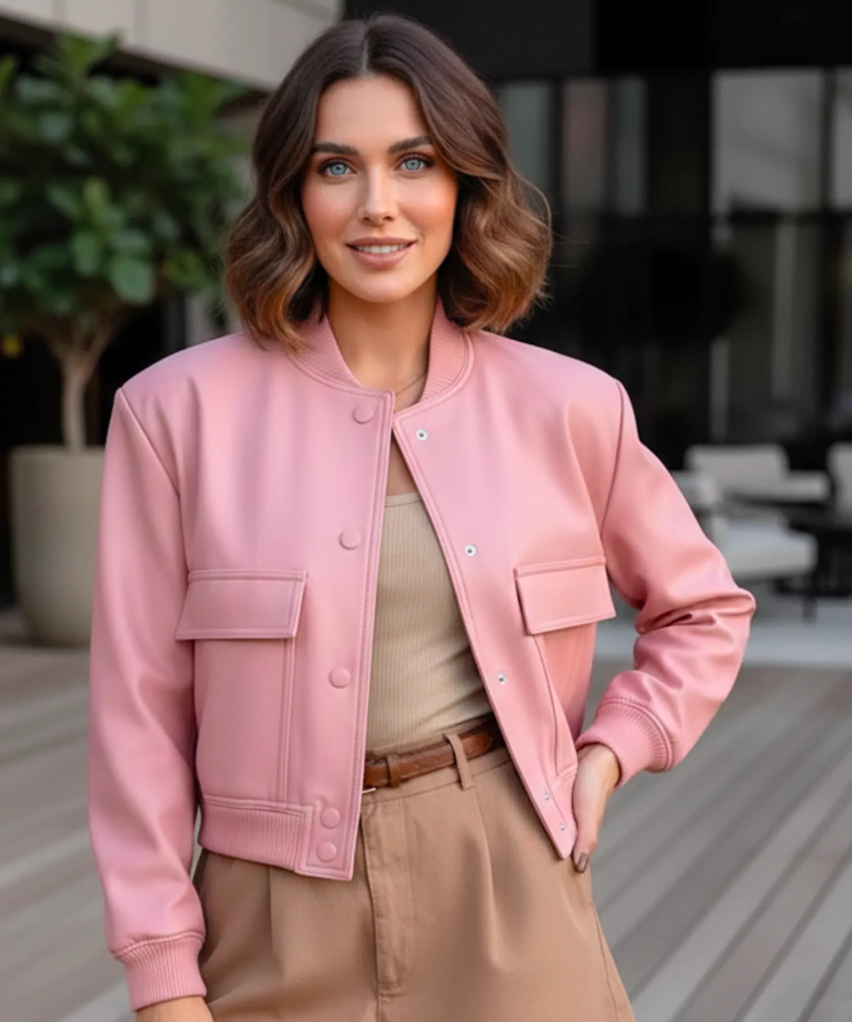 Comprar Jaqueta Bomber Feminina Sarja Premium com Gola Canelada e Botões Pressão Casual Urbana barata em promoção ZARA