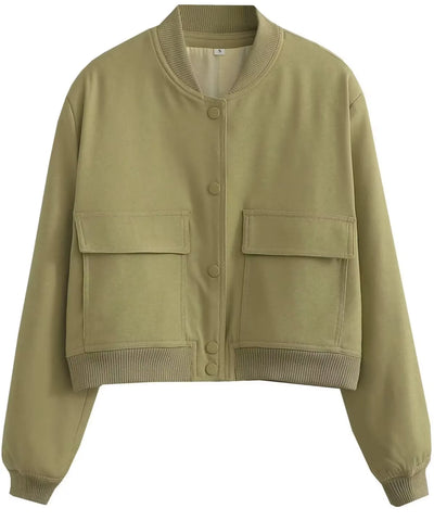 Jaqueta Bomber Feminina Sarja Gola Canelada Casual Urbano | Patye