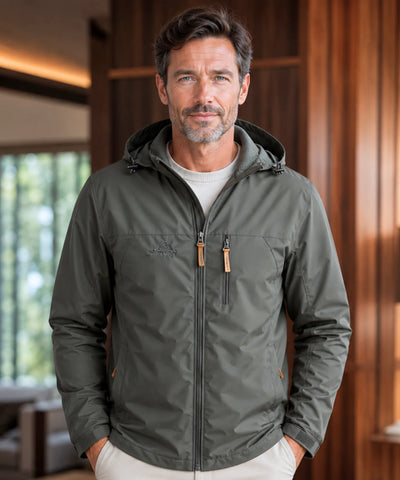 Comprar jaqueta corta vento masculina impermeável com capuz ajustável outdoor trekking camping barato em promoção Anellimn