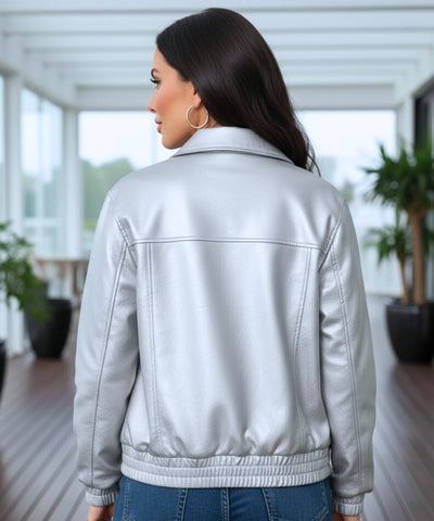 Comprar jaqueta de couro feminina bomber oversized eco premium barata em promoção frete grátis