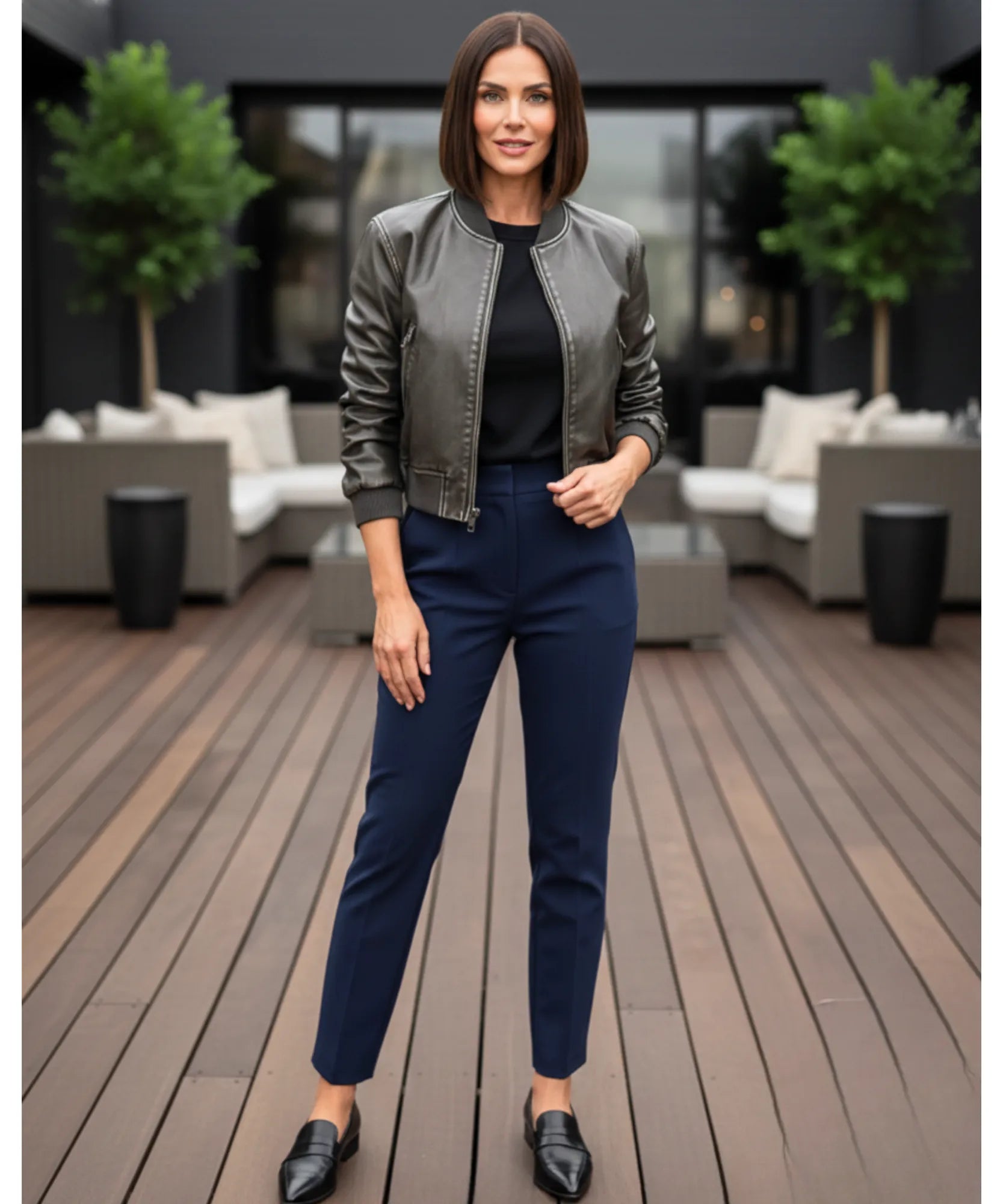 Comprar jaqueta de couro feminina bomber com zíper duplo e acabamento premium ideal para looks modernos e elegantes barato ZARA