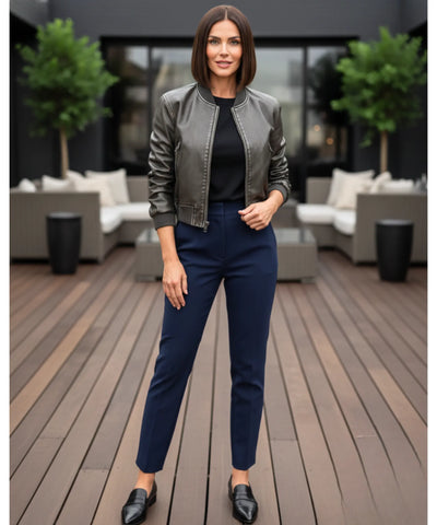 Comprar jaqueta de couro feminina bomber com zíper duplo e acabamento premium ideal para looks modernos e elegantes barato ZARA