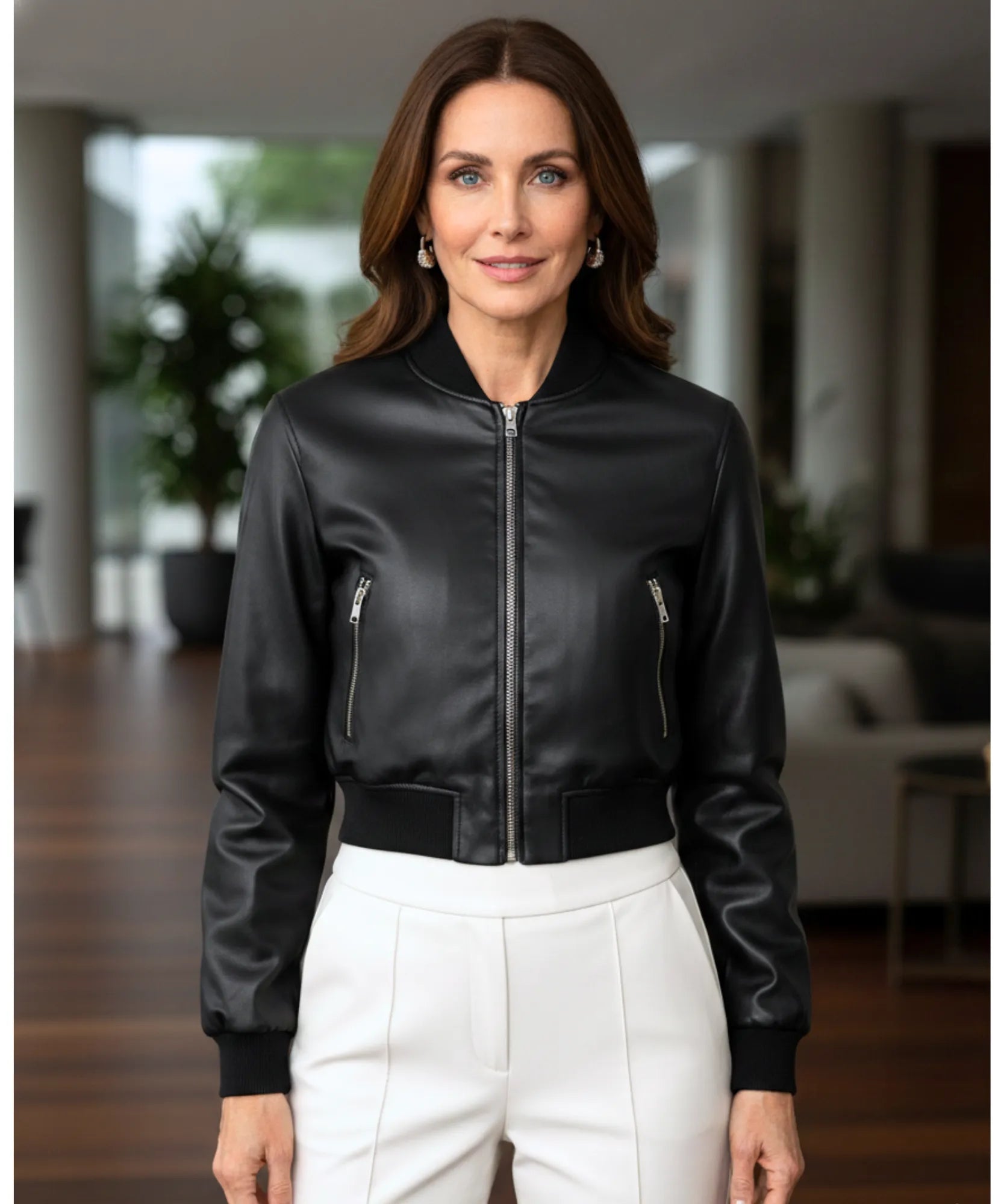 Comprar jaqueta de couro feminina bomber com zíper duplo e acabamento premium ideal para looks modernos e elegantes barato ZARA