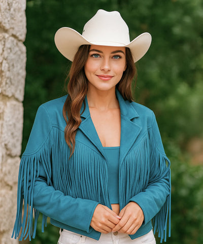 Jaqueta Feminina Camurça Franja Premium Western Boho Vintage | Jana