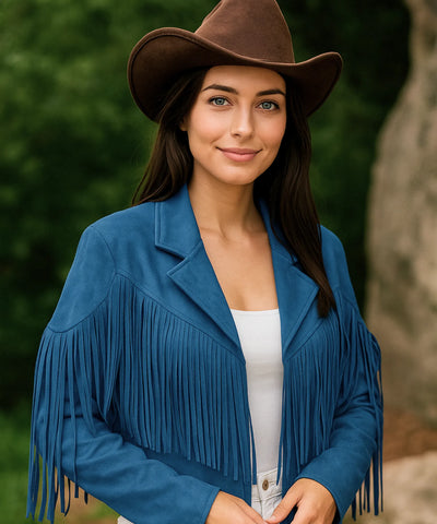 Jaqueta Feminina Camurça Franja Premium Western Boho Vintage | Jana