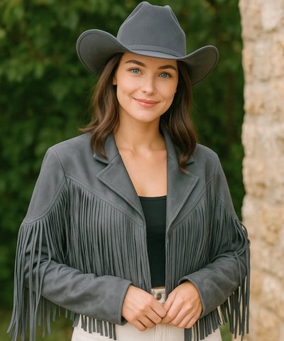 Jaqueta Feminina Camurça Franja Premium Western Boho Vintage | Jana