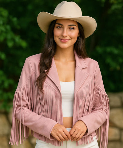 Jaqueta Feminina Camurça Franja Premium Western Boho Vintage | Jana