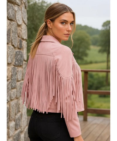 Jaqueta Feminina Camurça Franja Premium Western Boho Vintage | Jana