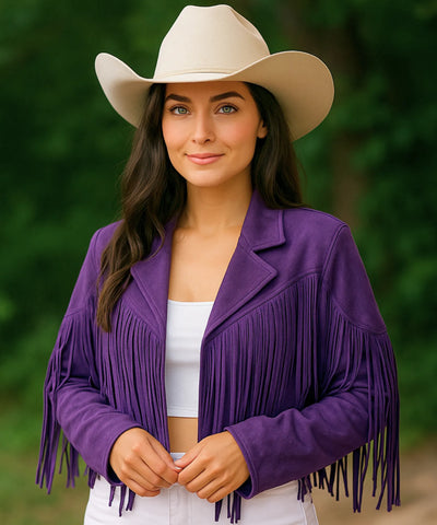 Jaqueta Feminina Camurça Franja Premium Western Boho Vintage | Jana