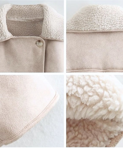 Comprar jaqueta feminina de couro peluciada oversized forro pelúcia quentinha inverno em promoção ZARA