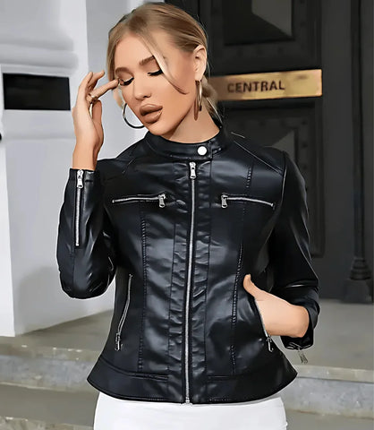 Comprar Jaqueta Feminina de Couro barato elegante preta