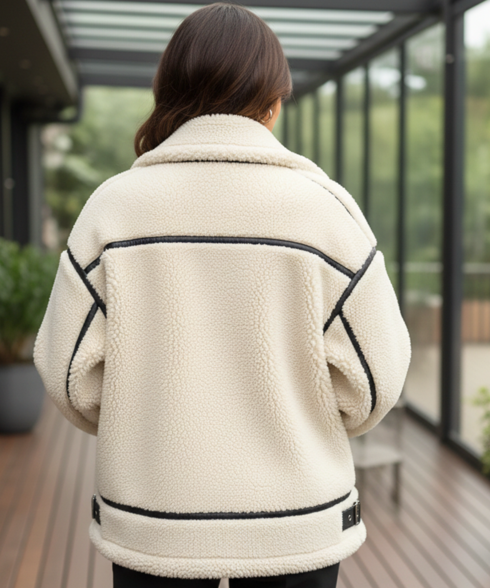 Comprar Jaqueta feminina de inverno com forro peluciado e detalhe em couro sintético com gola alta barato ZARA