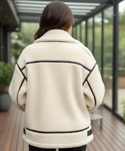 Comprar Jaqueta feminina de inverno com forro peluciado e detalhe em couro sintético com gola alta barato ZARA