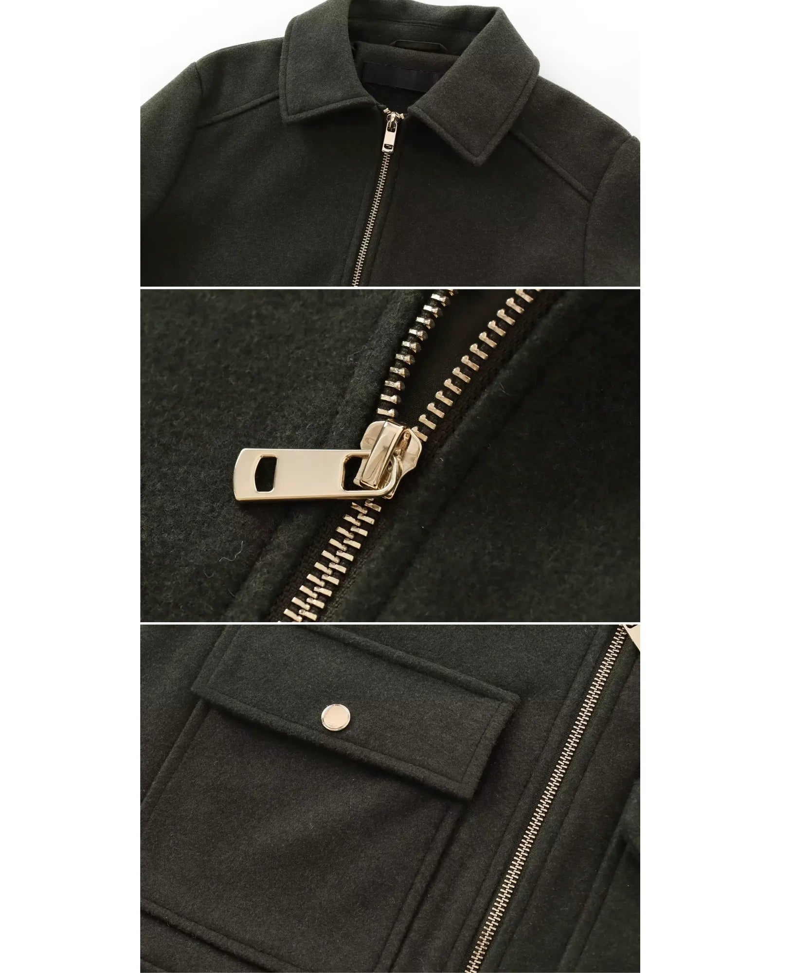 Comprar jaqueta feminina de lã batida com zíper dourado e bolsos frontais estilosos para dias frios com elegância barato ZARA