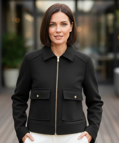 Comprar jaqueta feminina de lã batida com zíper dourado e bolsos frontais estilosos para dias frios com elegância barato ZARA