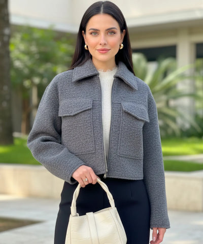 Jaqueta Oversized Feminina Lã Bouclê Elegante | Deisa