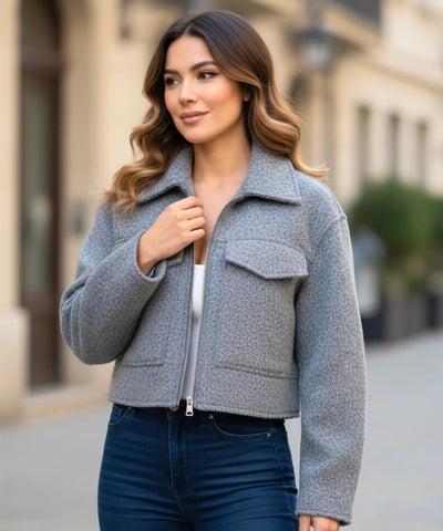 Comprar jaqueta feminina oversized lã bouclê bolsos zíper elegante inverno barato ou em promoção ZARA