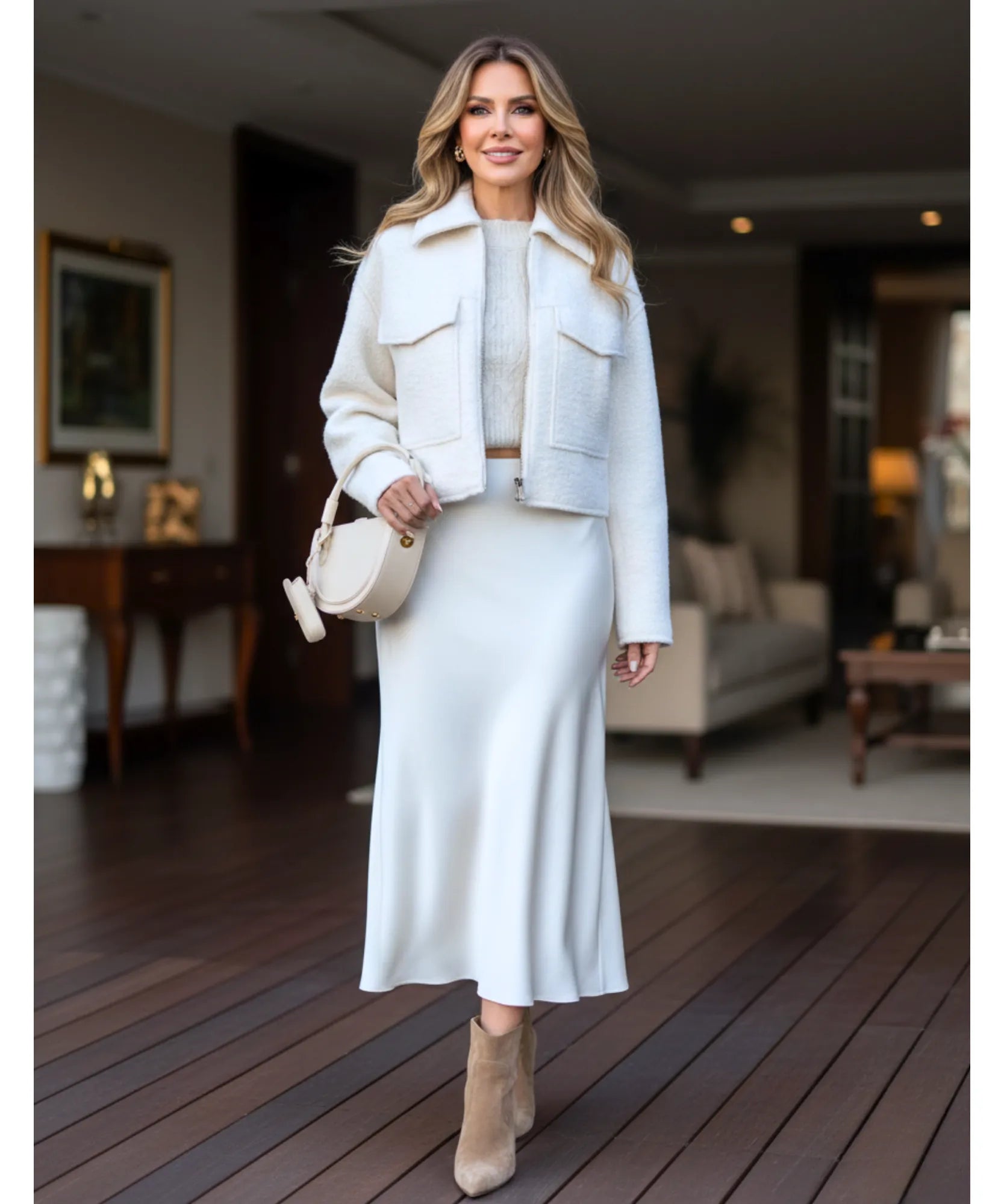 Comprar jaqueta feminina oversized lã bouclê bolsos zíper elegante inverno barato ou em promoção ZARA