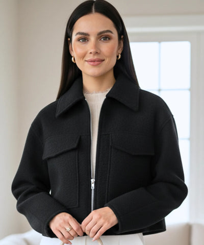 Comprar jaqueta feminina oversized lã bouclê bolsos zíper elegante inverno barato ou em promoção ZARA