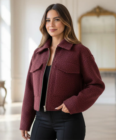 Comprar jaqueta feminina oversized lã bouclê bolsos zíper elegante inverno barato ou em promoção ZARA