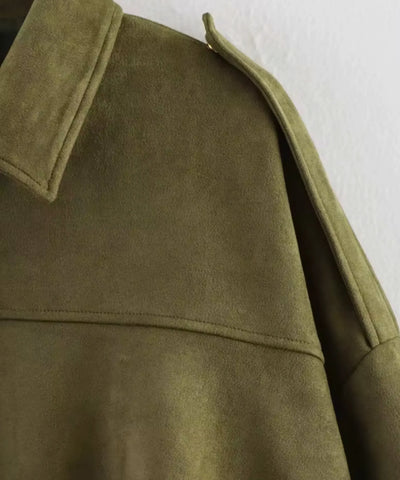 Jaqueta Feminina Oversized em Suede Urbano Elegante | Munis