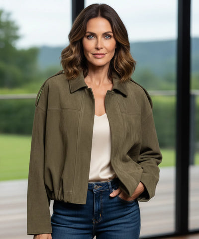 Jaqueta Feminina Oversized em Suede Urbano Elegante | Munis